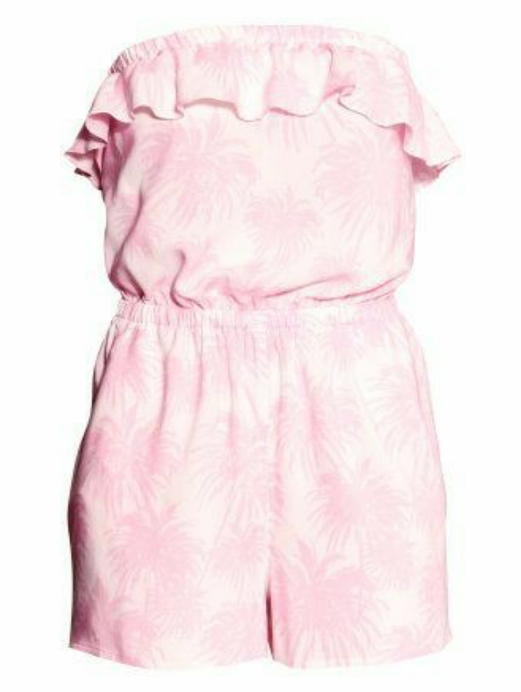 DIVIDED H&M Pink& White Palm Tree Romper in 4 (XS)